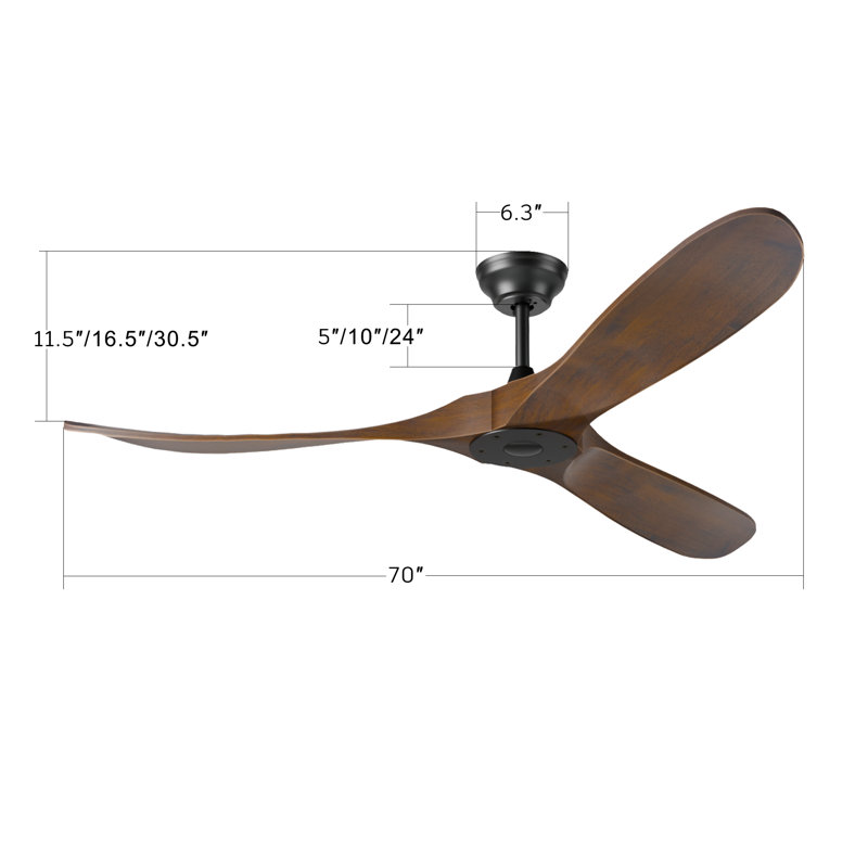 Ventilateur de plafond avec ensemble d'éclairage Omaima, 70''