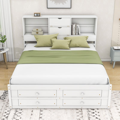 King Size 8 Drawer Wood Platform Storage Bed