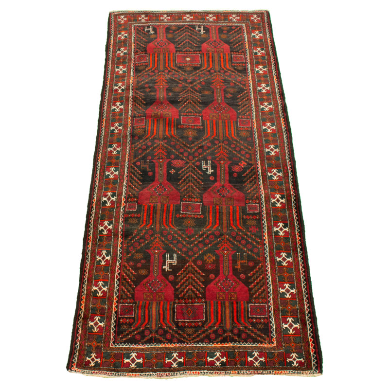 Tapis de zone en laine de chemin de anatolian 3 pi 11 po x 9 pi 5 po à main one-of-kind-noué la 1980 Padmini