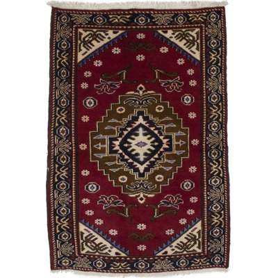 One-of-a-Kind 2'6" X 3'10" 1990s Wool Area Rug in Red