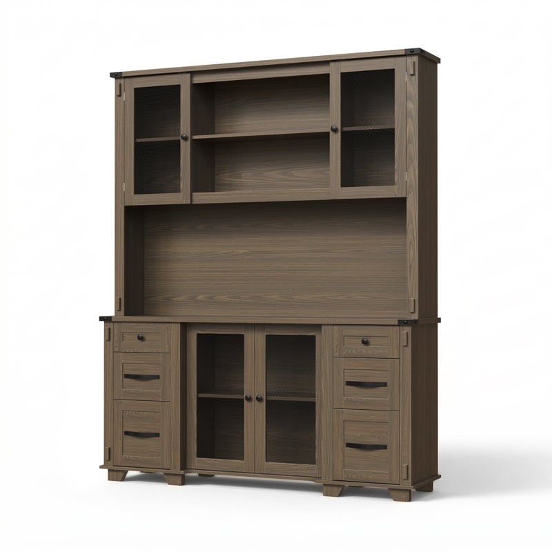 Bibliothèque 78,7 "avec tablettes réglables, tiroirs et portes d'armoire