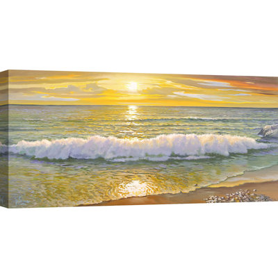 Sunset Waves 1 Piece Wrapped Canvas Wall Art