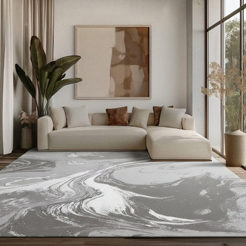 Galaxy Series Abrstract Black/Gray/Ivory/Beige Area Rug, Rectangle 7'9" x 10'2", Gray