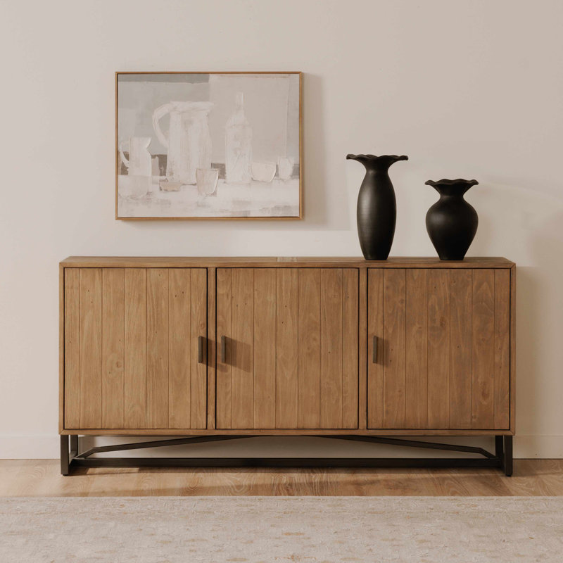 Lopez 68" Wide Pine Wood Sideboard, Black