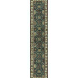 Hand-Knotted High-Quality Green and Gray Runner