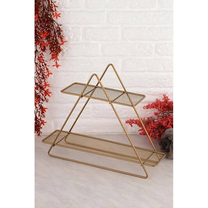 2-Tier Metal Triangle Wall Shelf