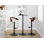 Tabouret réglable avec pivot en métal noir, bois d'acajou et similicuir blanc avec repose-pieds arrondi en T - ensemble de 3