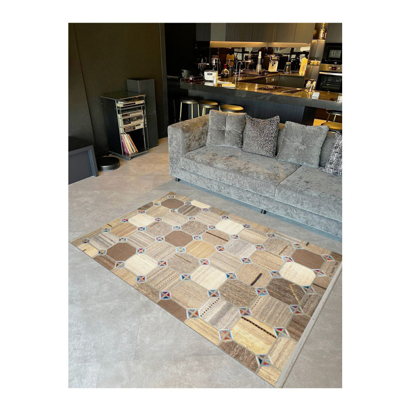Tapis décoratif multicolore à motif tressé Northern Collection, Rectangle 4 pi 7 po x 6 pi 7 po 