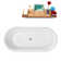 63" Streamline Soaking Glossy White Freestanding Tub and Tray With Internal Drain