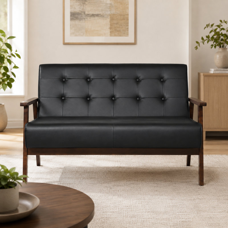 Canapé 2 places Mid-Century, Noir