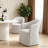 Upholstered Dining Chairs With Casters, Fully Assembled Round Barrel Armchair, Solid Wood Accent Vanity Chair For Dining Room Living Room-1165540714