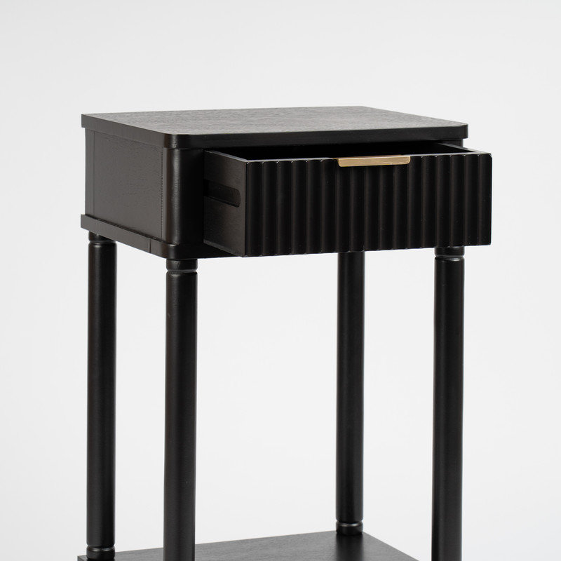 Solid Wood End Table, Black