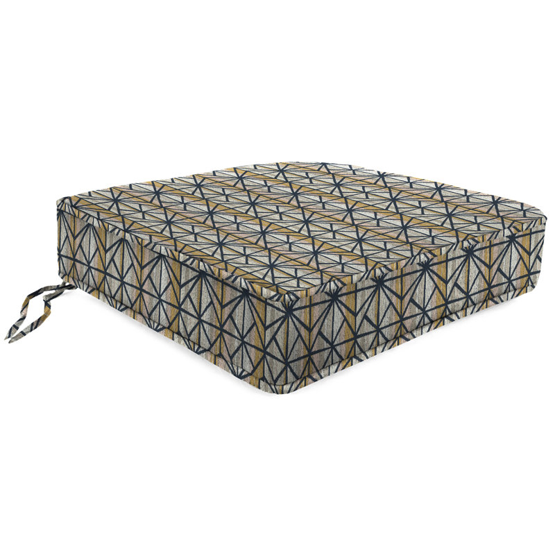 23" x 22" Outdoor Deep Seat Cushion Set with Ties and Welt, Halstead Cabbage Rose Geometric