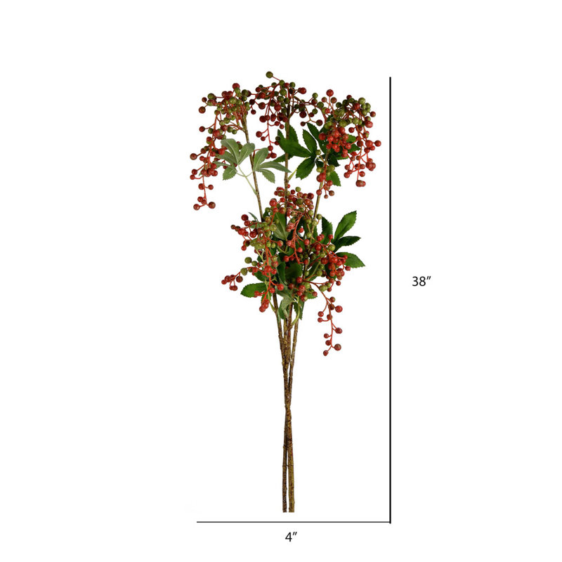 Artificial 38" Berry Spray, 3 per Pack, Red