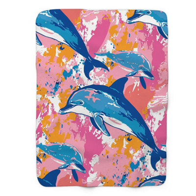 Watercolor Marine Life - 1 Piece Premium Sherpa Blanket