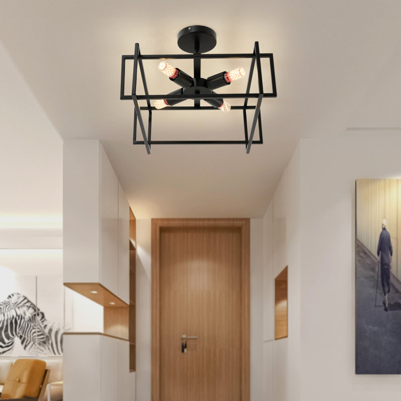 4 Head Ceiling Lamp Flush Mount Lighting Fixture E26 110V