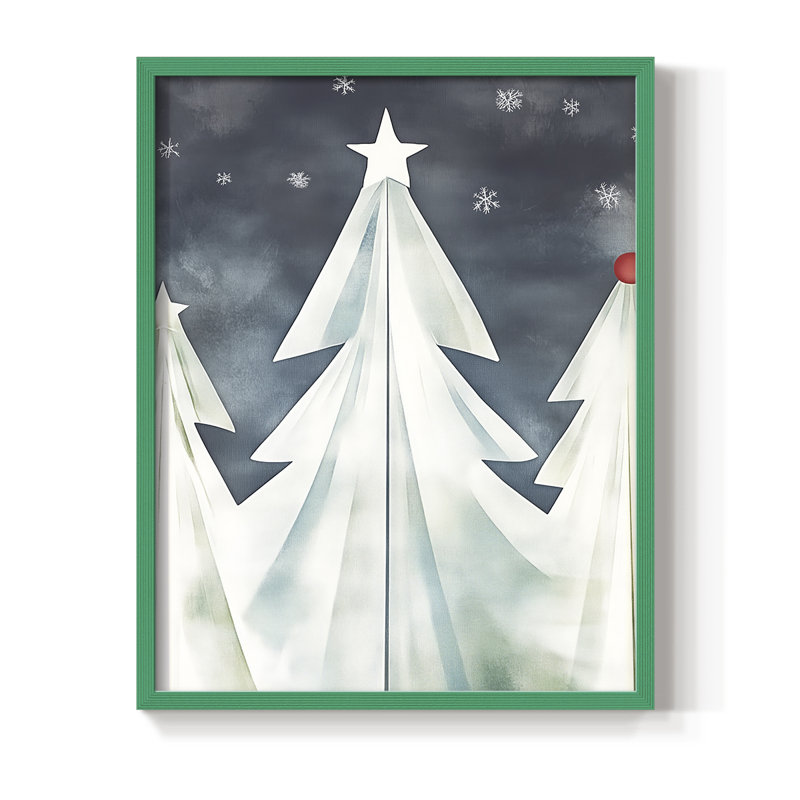 «Christmas Holiday Art DCCCLVI», reproduction d'art encadrée - bois massif, H 15 po x l 12 po, Vert
