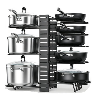 16.59" Pots and Pans Organizer Under Cabinet,8-Tier Adjustable Pot Rack for Kitchen Cabinets