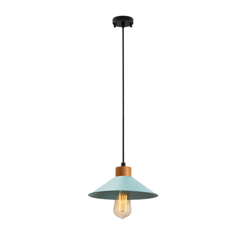 Lustre bleu élégant, hauteur réglable, structure en métal avec base en bois, douille E27 de 40 W | Dimensions: 40,6 po x 9,4 po x 40,6 po | Certifié IP20, parfait pour les salles à manger et les espaces de vie modernes, luminaire élégant