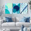 Abstrait géométrique et feuille tropicale tendue sur toile, impression minimaliste moderne (ensemble de 3)-1957137600