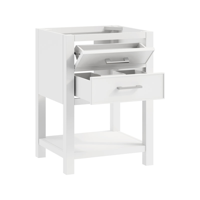Brooks 25'' White Single Bathroom Vanity with Engineered Marble Top