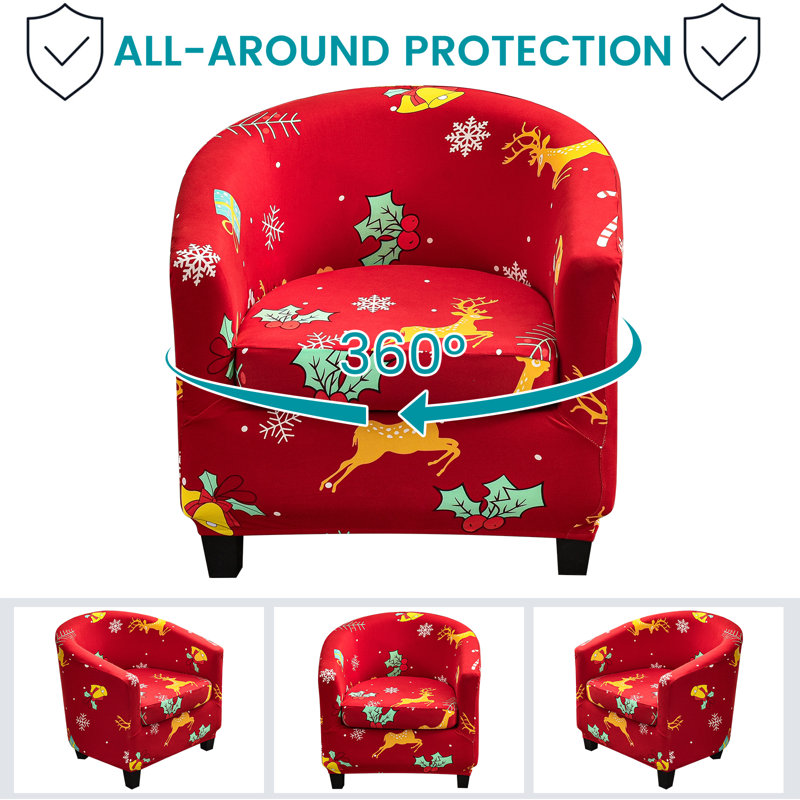 Housse pour fauteuil à coussins carrés/rectangulaires, Rouge, Mélange de polyester