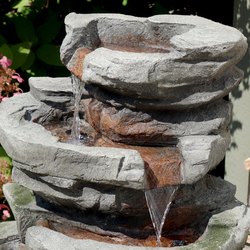 Outdoor Weather Resistant Floor Fountain with Lights