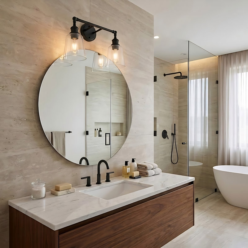 Éclairage pour meuble-lavabo à 2 lumières Kedzie, Noir mat