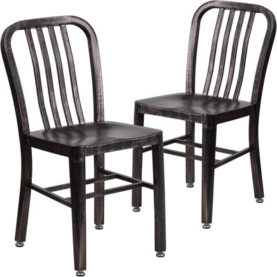 Anietra Slat Back Commercial Chair - Modern Metal Galvanised Steel