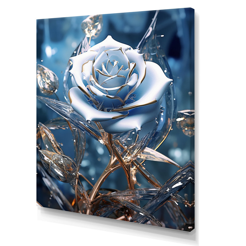 Rose dorée brillante dans la lumière du matin - art mural grand rose, Toile tendue, H 40 po x l 30 po x P 1,5 po