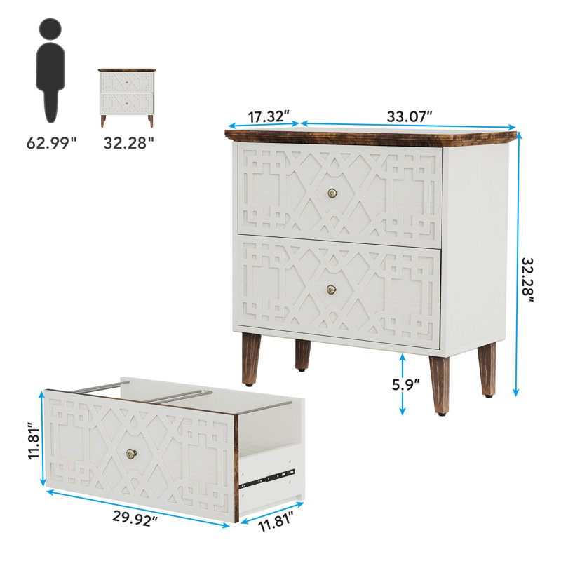 Mahzun 33.07'' Wide 2 -Drawer File Cabinet, White