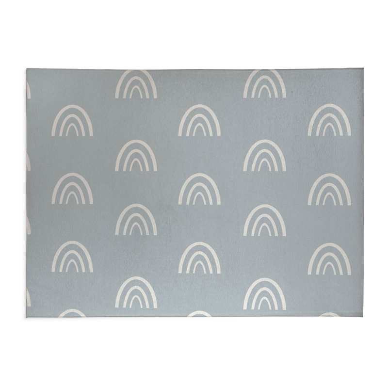 Plain Bows Kids Play Mat, Slate Blue/White, Rectangle 2' x 3'
