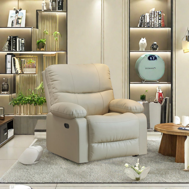 Fauteuil inclinable pivotant en faux cuir Stepha, Ivoire