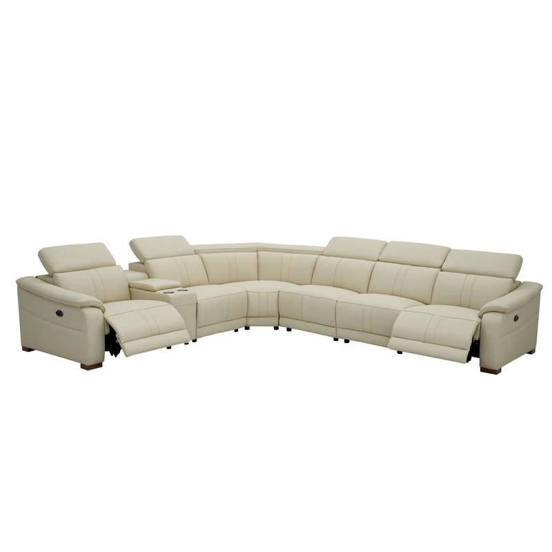 Barnemouth Leather Recliner Theater Set, White Leather Match, 31.5'' H X 126.5'' W X 112.5'' D