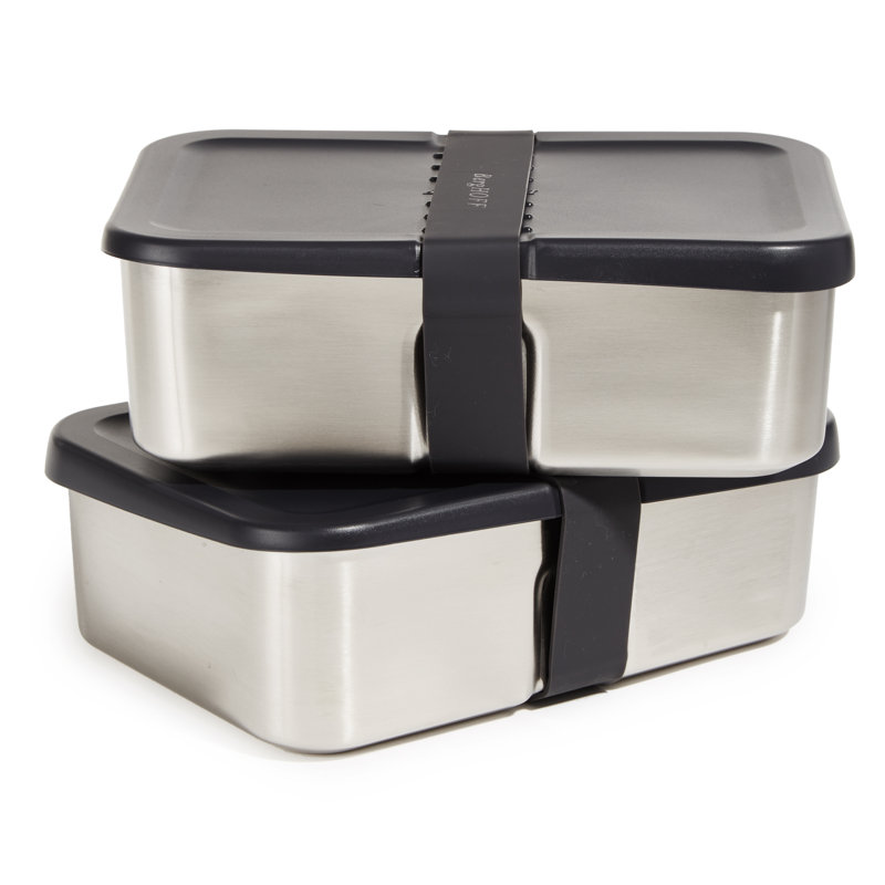 BergHOFF Essentials 6Pc Lunch Box Set For Two, Silicone Stretch Band, PP Lid