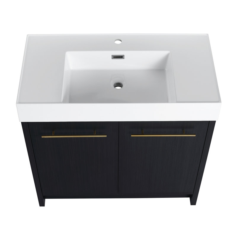 Meuble-lavabo autoportant avec lavabo en résine