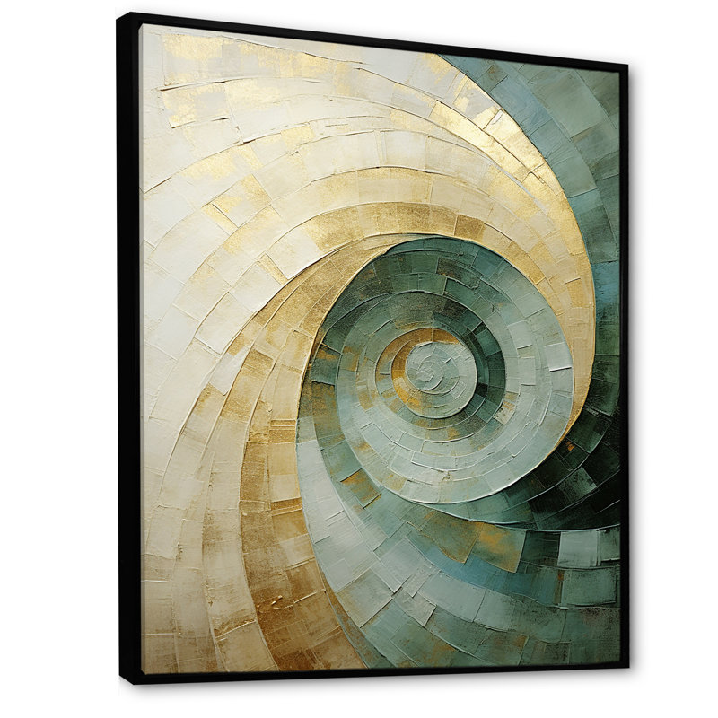 " Beige Minimalism Spiral Poteries ", 20" H x 12" W x 1" D, Black Floater Framed Canvas