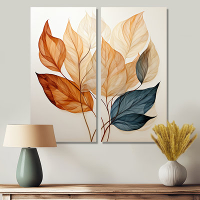 «Copper Leafy Abstractions - Floral Leaves», impressions sur toile