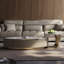 Table basse ovale en marbre clair de luxe-112703256