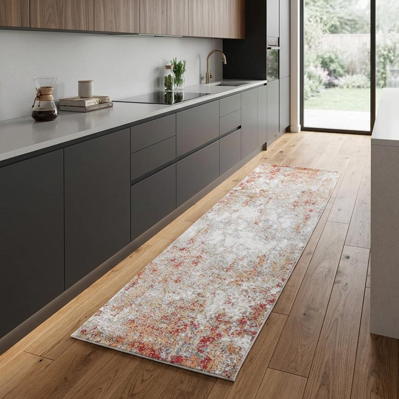 Tapis de couloir abstrait 8 pi Ivoire