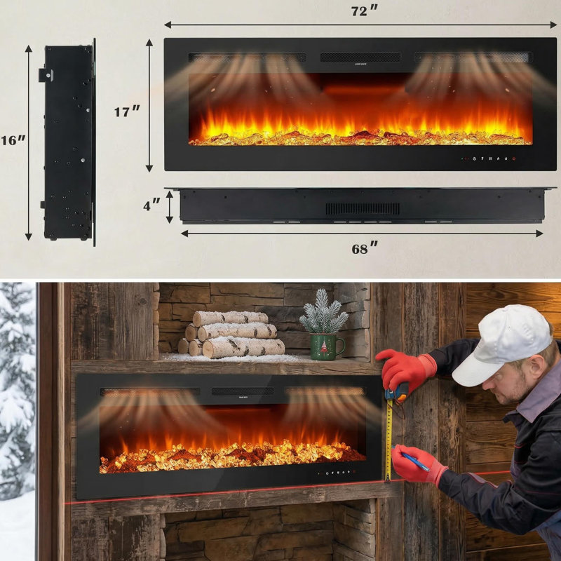 Belfry Heating 183cm W Black Electric Fireplace