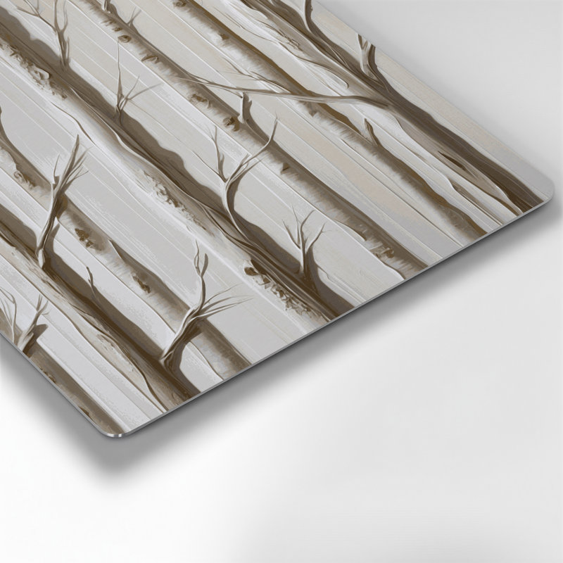 Art mural horizontal rayé en chêne blanc et métal gris, H 8 po x l 8 po