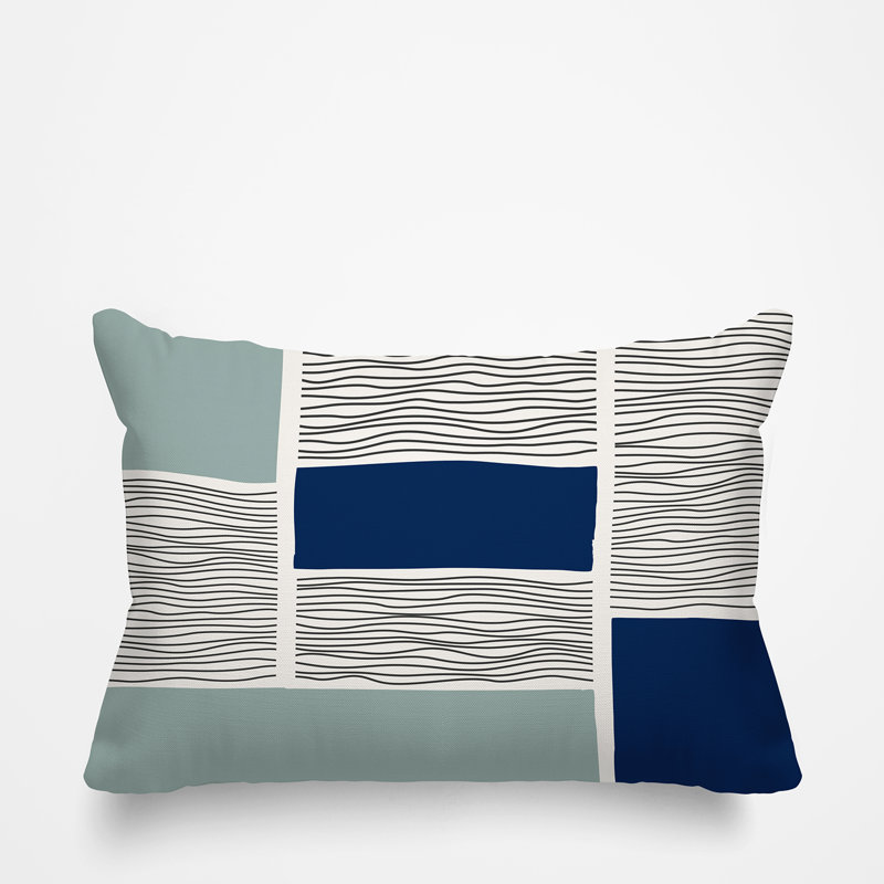 Coussin intérieur / extérieur Rapu, Gris / bleu marine