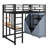 Loft Metal Bed With Desk,Shelves,Power Outlet,LED Light And Wardrobe-1508671012-1508671010