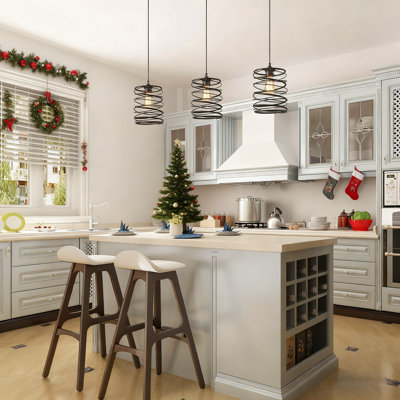  Luminaire suspendu cylindrique moderne pour salle à manger à 1 lumière l 8 po Pepperdine (finition rustique et non noir pur)