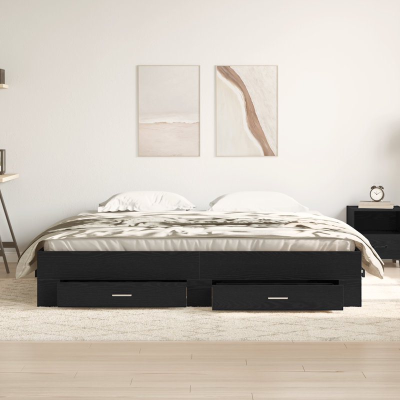 Bed Frame With Drawers Engineered Wood, Black Oak, Super King (6')