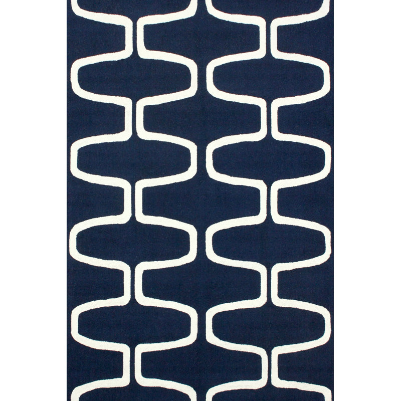 Tapis bleu marine Wolfenbarger, 5 pi x 8 pi