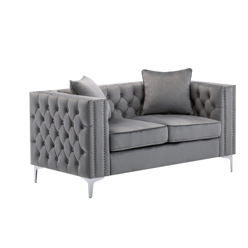 63'' Velvet Loveseat, Gray