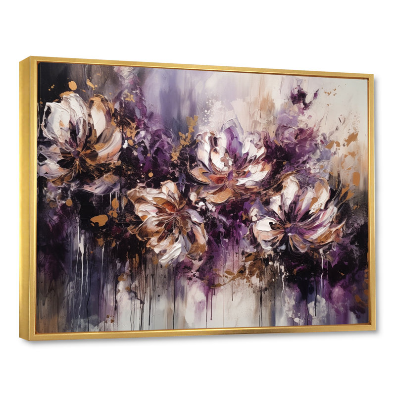 Rozamond - Œillet crème mauve sur fleur, H 30 po x l 40 po x P 1,5 po, Cadre flottant doré