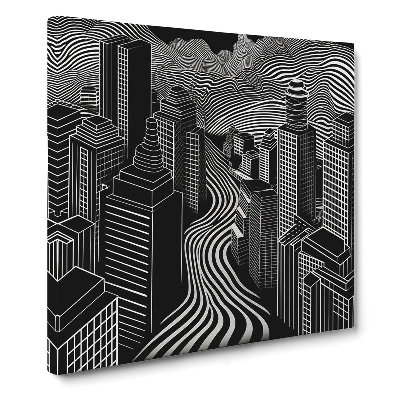 City Of Tokyo Op Art - Print, 35cm H x 35cm W x 3cm D